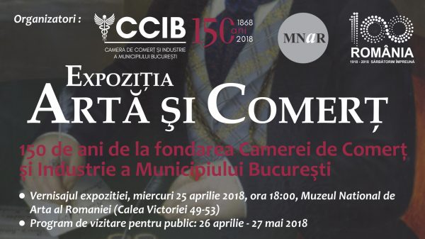 banner site CCIB arta si comert cu text 150 de ani grena